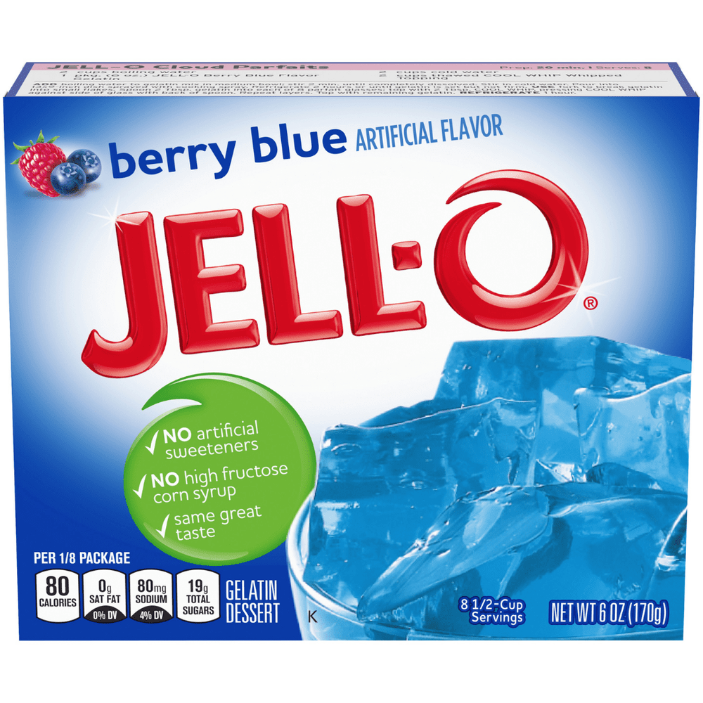 Jell-O Postre de gelatina sin azúcar, plátano fresa (paquete de 4)